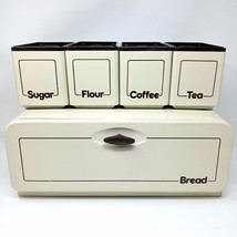 Vintage Ekco MCM Kitchen Set of 5: Bread Box Sugar Flour Coffee Tea Cann... - £94.10 GBP