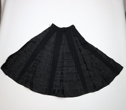 Vintage 60s 70s Streetwear Womens Size 24 Wool Satin Striped Skirt Black... - $44.50