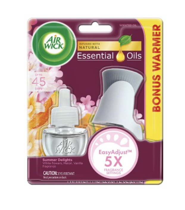 Air Wick Plug in Scented Oil Starter Kit, Warmer+1 Refill, Summer Delights - $8.95