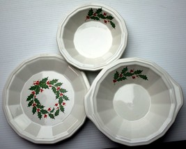 Totally Cute Homer Laughlin China Vintage Holly Berry 3 Pc Candy~Nut~Cookie Set - £15.82 GBP
