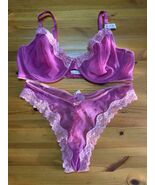 Victoria's Secret Nwt Tease Unlined Demi Bra High Leg Thong Sheer Mesh S... - $48.34
