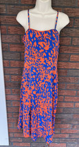 Shein Orange Blue Sundress Small Spaghetti Strap Stretch Dress Summer Pool Beach - £2.83 GBP