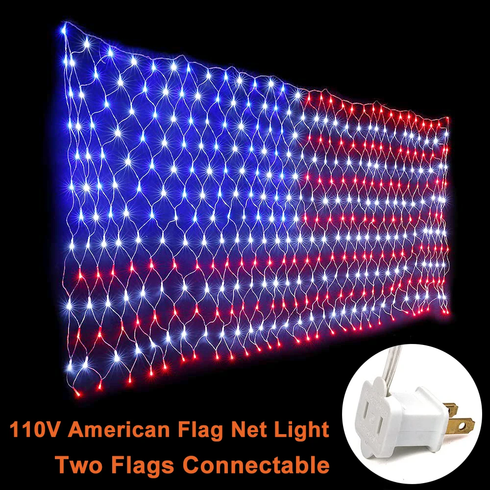 110V 30V Waterproof Hanging Ornaments  Flag LED Net Lights Garden Decor Christma - £92.58 GBP