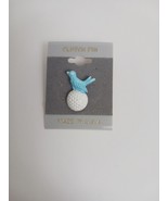 Vintage Blue Bird On Golf Ball Gold Tone Enamel Lapel Pin - $252.11 MXN