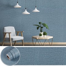 The Following Wall Coverings Are Available: Blue Linen Wallpaper Grasscloth Peel - £30.64 GBP