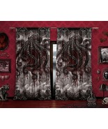 Gothic Horror Octopus Curtains, Grey, Goth Home Decor, Halloween Window ... - £129.00 GBP