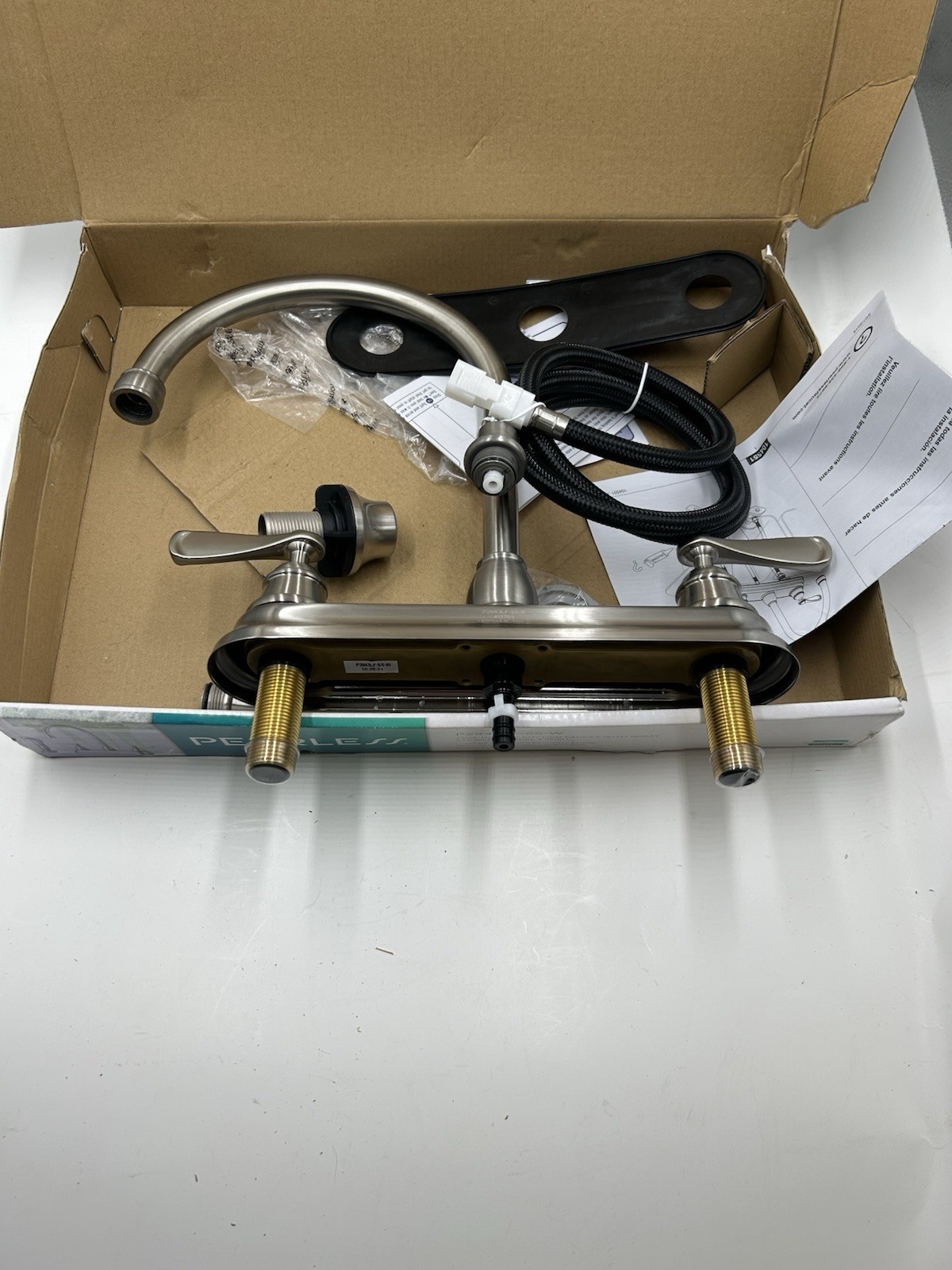 Peerless Two Handle Deck Mount Kitchen Faucet Stainless Steel P2943LF-SS- W New Item image 8