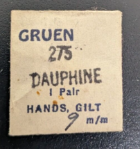 1 Pair / Set Of NOS Gruen 275 Gilt/Gold Tone Dauphine Wrist Watch Hands 9mm - £10.83 GBP