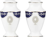 Lenox Empire Pearl Indigo Salt &amp; Pepper Shaker Set Marchesa Platinum Dot... - $52.25
