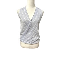 Harper Womens Blouse Blue White Stripe Sleeveless V Neck High Low Draped... - £15.18 GBP