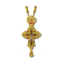 5 1/2&quot; Byzantine Crucifixion Icon Colored Stones Greek Orthodox Pectoral... - $68.88