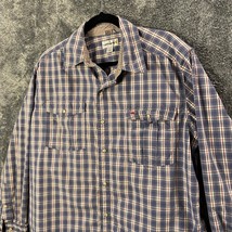 Carhartt Button Up Shirt Mens Extra Large Madras Blue Work Outdoors Long... - $13.89