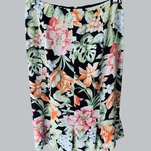 TALBOTS LADIES FLORAL TROPICAL A-LINE KNEE LENGTH NAVY LINED SILK BLEND ... - £22.26 GBP