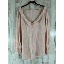 Easel Womens Shirt Pink White Stripe Size Medium Oversized Wide Collar Neck - $15.82