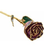 24k Gold Dipped Purple &amp; Pink Lacquer Real Rose Valentine&#39;s Day Holiday ... - $121.00