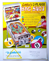 Big Shot Pinball Flyer Original Game Art Retro Flipper Game Billiards Pool 1974 - £25.06 GBP