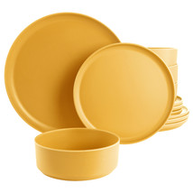 Gibson Home Canyon Crest 12 Piece Round Melamine Dinnerware Set in Yellow - £35.48 GBP