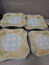 Capriware Square Salad Luncheon Plate Botanical Floral  Set of 4 - £11.79 GBP
