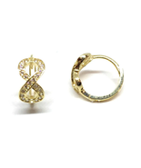 ADIRFINE 14K Solid Gold Infinity Pave CZ Huggie Hoop Earrings - £150.99 GBP