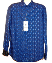 Ganesh Men&#39;s Blue Floral Design Soft Cotton Styled in Italy Shirt Size 3XL - £58.18 GBP