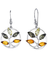 Sterling Silver Baltic Amber Tree Dangle Earrings - $129.35 CAD