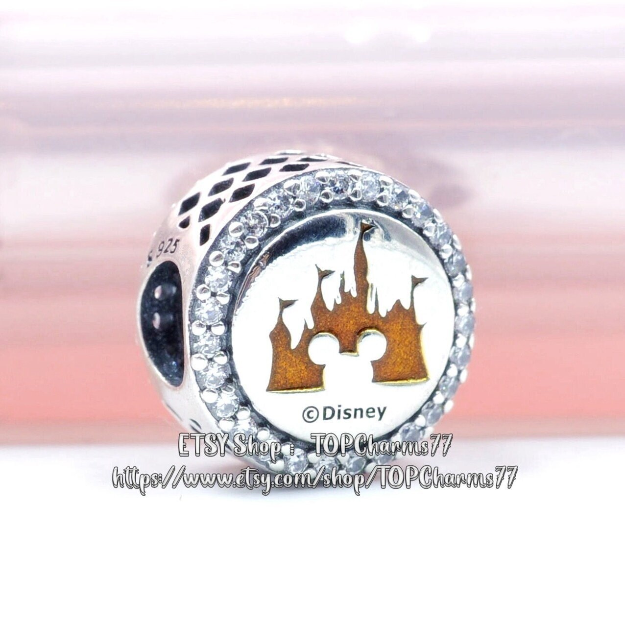 Primary image for 925 Sterling Silver Walt Disney World Annual Passholder Charm With Clear CZ 