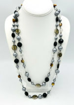 Premier Designs Gray Faux Pearl MOP Beaded Necklace - £18.96 GBP