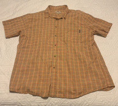 Woolrich Mens Short Sleeve Button Up Outdoor Shirt 2XL Orange Blue Color - $12.19