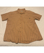 Woolrich Mens Short Sleeve Button Up Outdoor Shirt 2XL Orange Blue Color - $12.19