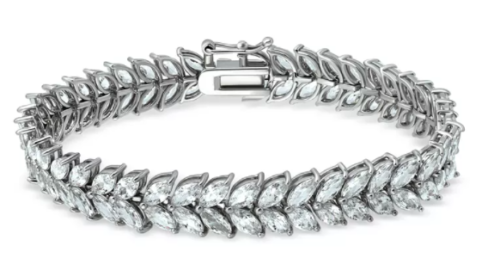 RMacy Cubic Zirconia Marquis Double Row Tennis Bracelet in Sterling Silver - £141.21 GBP