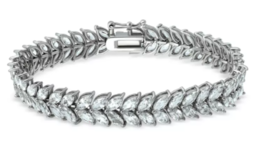 RMacy Cubic Zirconia Marquis Double Row Tennis Bracelet in Sterling Silver - £142.44 GBP