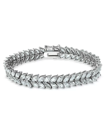 RMacy Cubic Zirconia Marquis Double Row Tennis Bracelet in Sterling Silver - £139.55 GBP