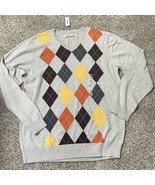 Old Navy Sweater Mens XL  Argyle Gray Multicolor Pullover Vneck Long Sle... - $18.61