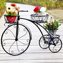 Black Wrought Iron Garden Tricycle Bicycle Garden Plant Stand 3 Tier - £39.78 GBP