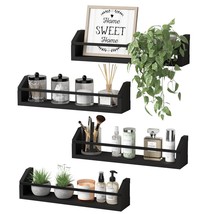 Floating Shelves With Protective Metal Rail, Small Bathroom Shelves Set Of 4, Sp - £37.12 GBP