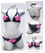 NWT TWO PIECE Hearts Sparkles String Swimsuit Bikini Polka Dots Flowers ... - $343.34 MXN