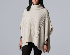 Simply Vera Wang Cable Knit Poncho Sweater Medium/Large New! Hipster Relaxed Fit - £23.55 GBP