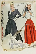 Vtg 1947 Sewing Pattern Simplicity #2258 Womens 1 PC Dress Party Sz 14 - $387.50 MXN