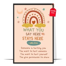 Boho What You Say In Here Stays In Here Poster Counseling Office Decor Therapist - $15.99