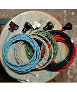8&#39; Twisted Cloth Covered Wire &amp; Plug, Vintage Light Rewire Kit, Lamp Cor... - £11.63 GBP