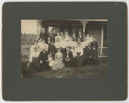 Antique 1906 8X10 in Mounted Photo Very Large Family Sitting in Front of House - £14.57 GBP