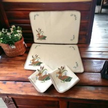 Mallard Duck Napkin Placemats Set Embroidered Handmade Farmhouse Cabin Rustic - £27.36 GBP