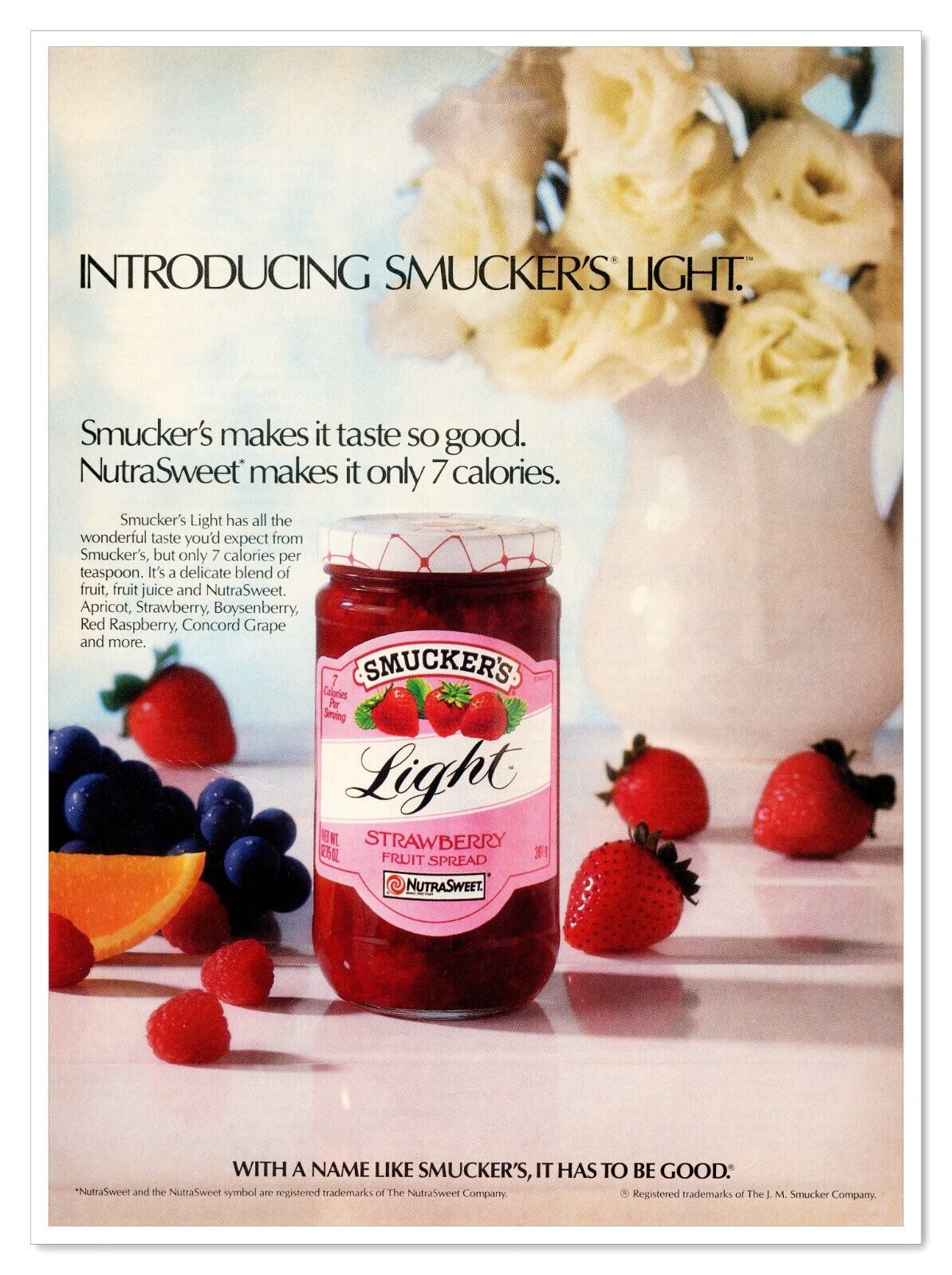 Primary image for Smucker's Light Fruit Spread NutraSweet Vintage 1992 Full-Page Print Magazine Ad