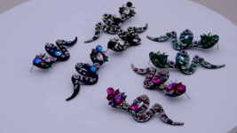 Snake Crystal Earrings Rhinestone Animal Earrings Boho Luxury Statement Jewelry - £7.95 GBP
