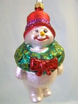 Varsovia glass Christmas ornament Snowman 31/2” red hat - $237.89 MXN