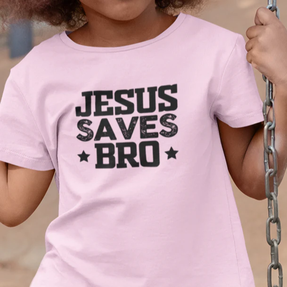 Bella & Canvas Short Sleeve Youth Tee "Jesus Saves Bro" black graphic