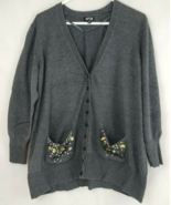 Apt.9 Women&#39;s Gray Button Up Cardigan With Rhinestone Embellished Pocket... - $17.58 CAD