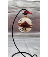 Vintage 80 Signed Ellen Winter Cabin Rabbit Scene Hand Painted Ornament ... - $25.00
