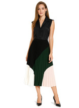 Women&#39;s Celebrity Meghan Markle Chiffon Black Top &amp; Pleated Midi Skirt C... - $112.99