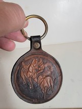 Vintage Leather Key Ring Keychain Cowboy Rancher Western Cow Horse VTG - £19.35 GBP